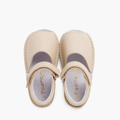 Sandali Minorchine pelle triscia aderente bambino  Beige