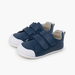 Sneakers morbide in pelle con doppia chiusura a strappo Blu