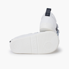 Sneakers Blanditos by Crios con strisce laterali Bianco e azzurro