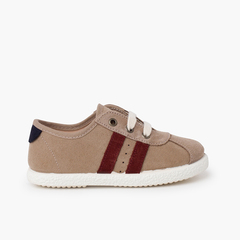 Sneakers bambino combinate pelle scamosciata serratex Taupe