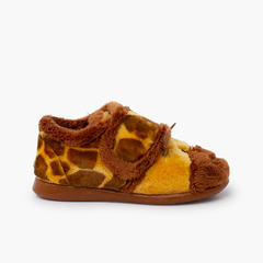 Pantofole pelliccia giraffa Marrone e giallo