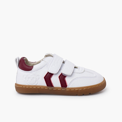 Sneakers barefoot bambini bande laterali Bordeaux